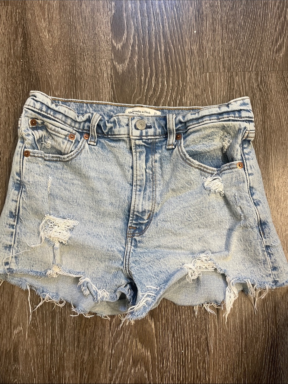 Abercrombie & Fitch Light Blue Distressed Denim Cutoff Shorts